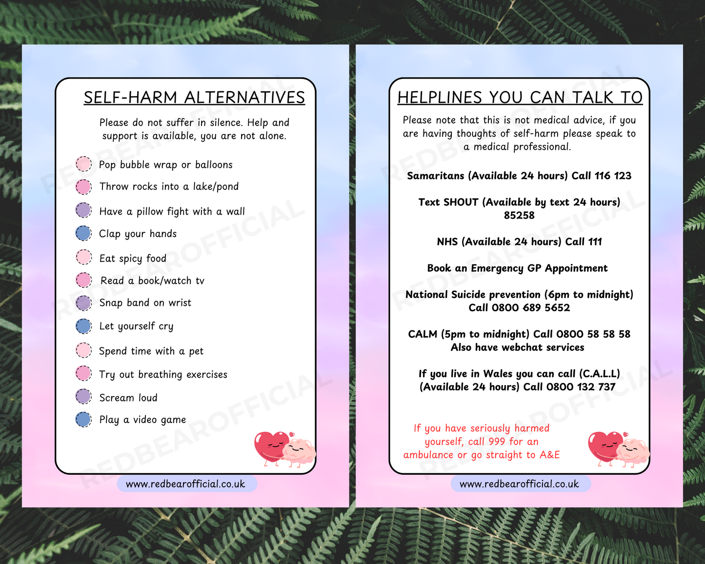 30+ SELF-HARM ALTERNATIVES & HELPLINES AVAILABLE | FREE DIGITAL DOWNLOAD