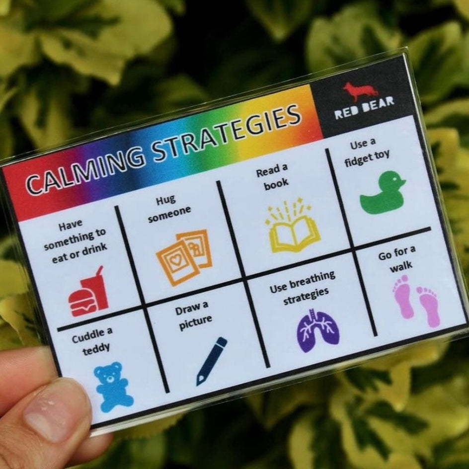 Calming strategies for autism/anxiety/mental health communication card