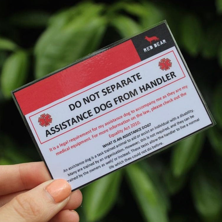 Do not separate working dog from handler communication/alert card