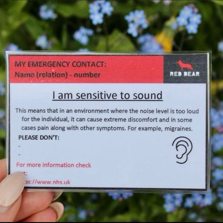 I am sensitive to sound communication/medical alert card