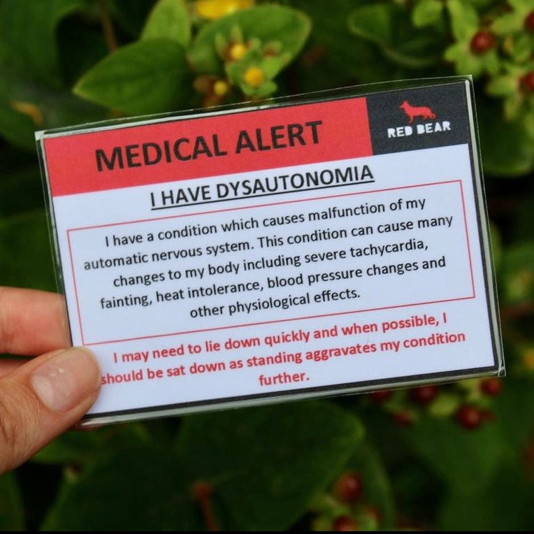 I experience dysautonomia medical alert/communication card