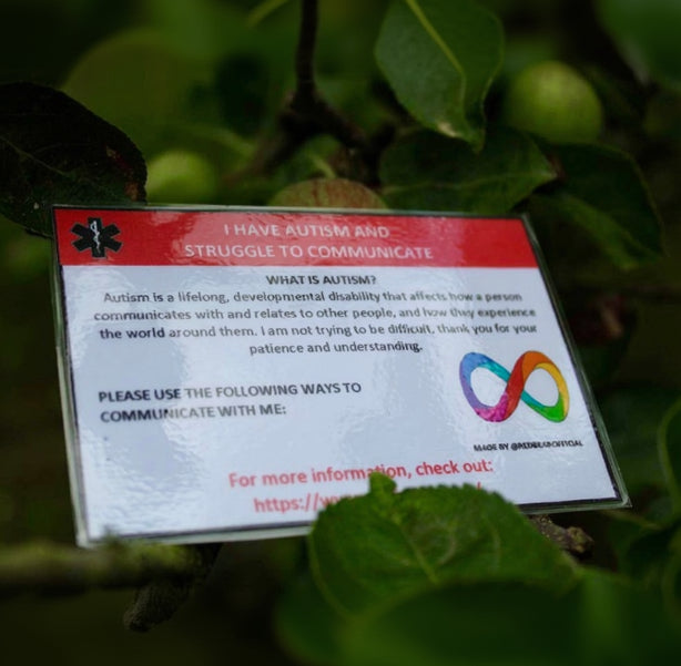 I have autism and struggle to communicate alert/communication card (non-verbal)