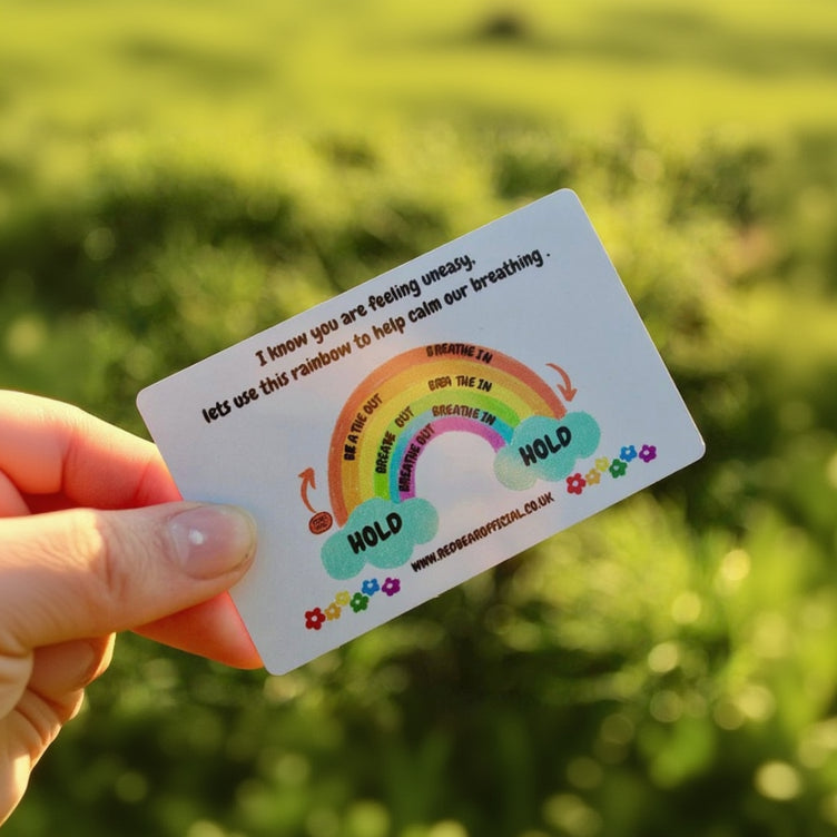 Mindful breathing activity | rainbow breathing | calming metal communication card for anxiety & panic attacks