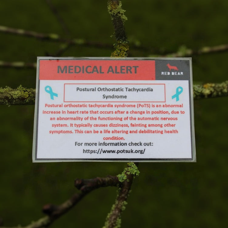 PoTS (Postural Orthostatic Tachycardia Syndrome) medical alert/communication card