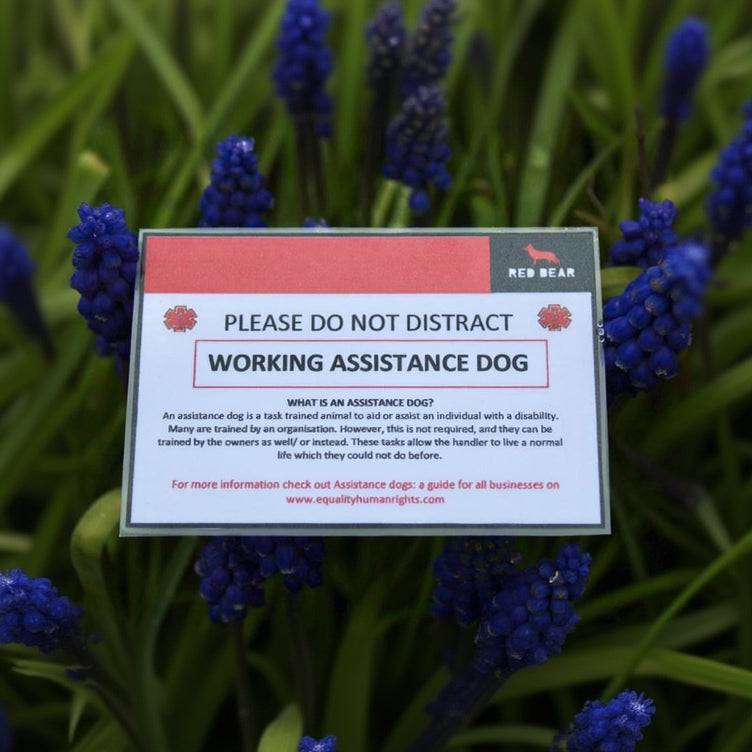 Working dog alert/communication card