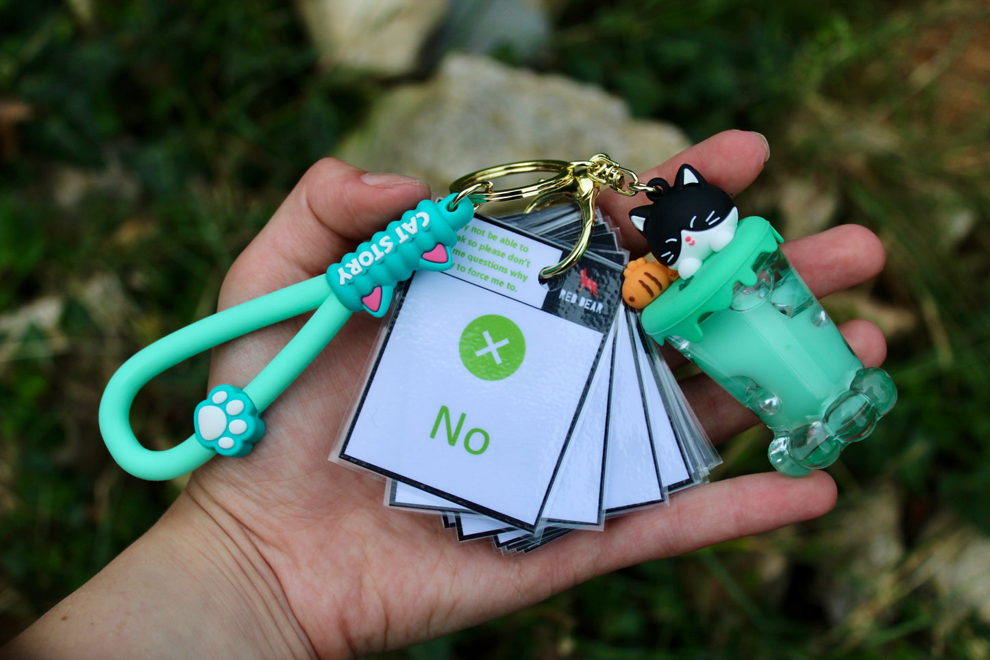 Animal/dinosaur/cat themed sensory liquid keychain and matching 32pcs non-verbal communication set