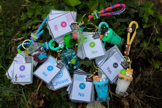 Animal/dinosaur/cat themed sensory liquid keychain and matching 32pcs non-verbal communication set