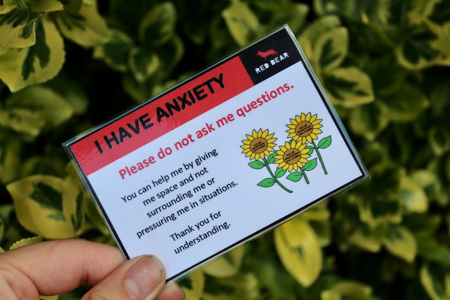 I have anxiety non-verbal communication card