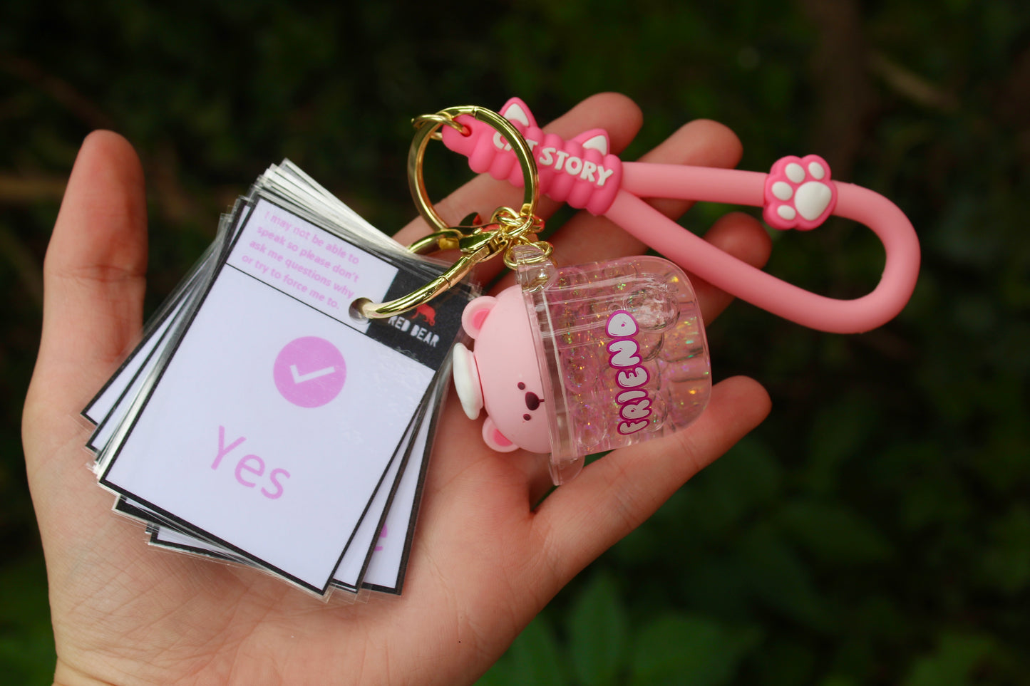 Animal/dinosaur/cat themed sensory liquid keychain and matching 32pcs non-verbal communication set