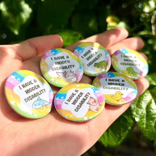 I have a disability animal pin badge | chronic illness | autism |32mm pin badges | 20 different designs