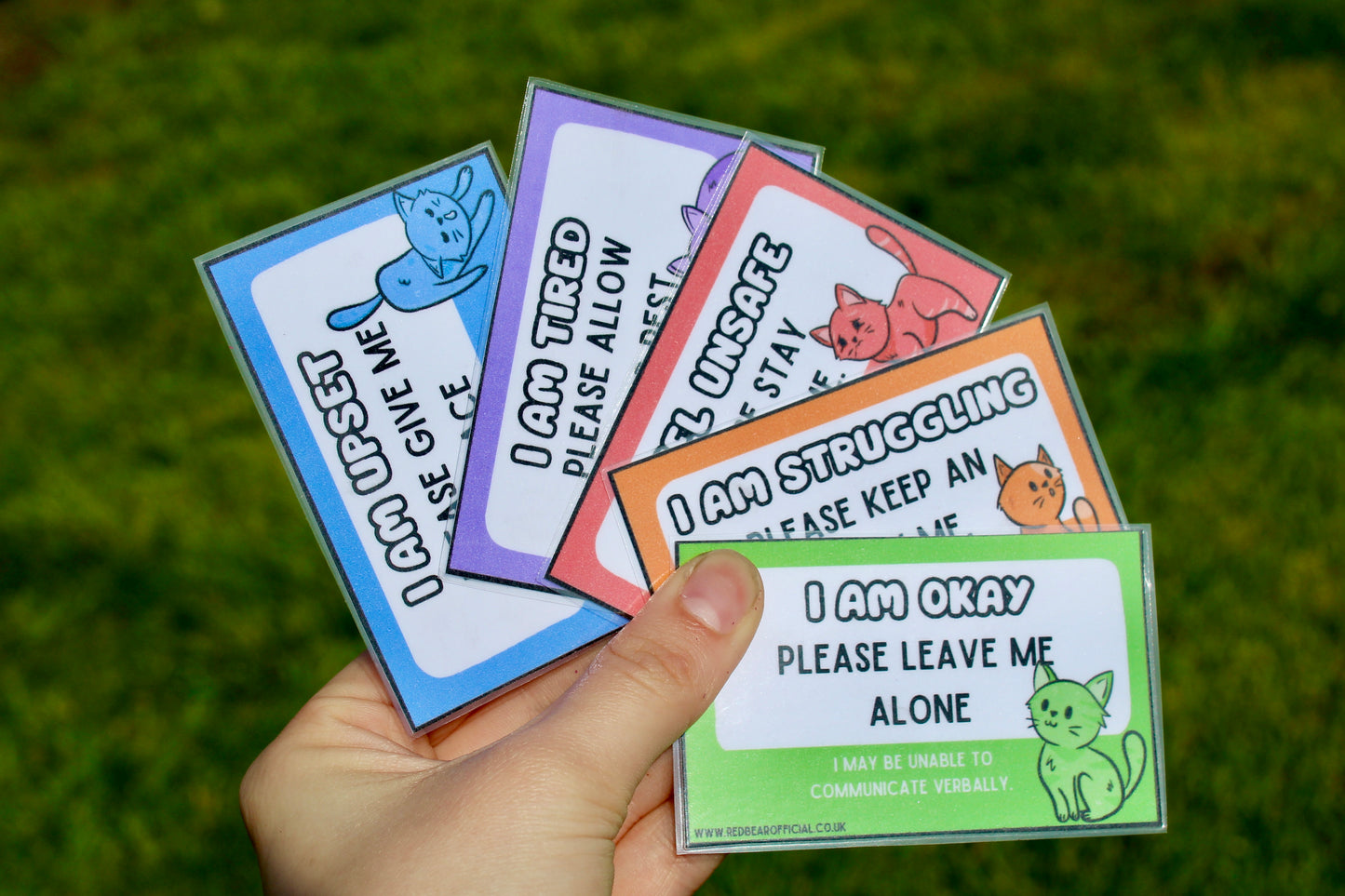 Rainbow cat communication cards | traffic light set | offer me a seat | hidden disability | chronic pain