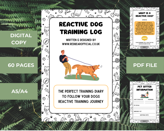 Reactive dog Training Log | Journal | Diary | DIGITAL DOWNLOAD