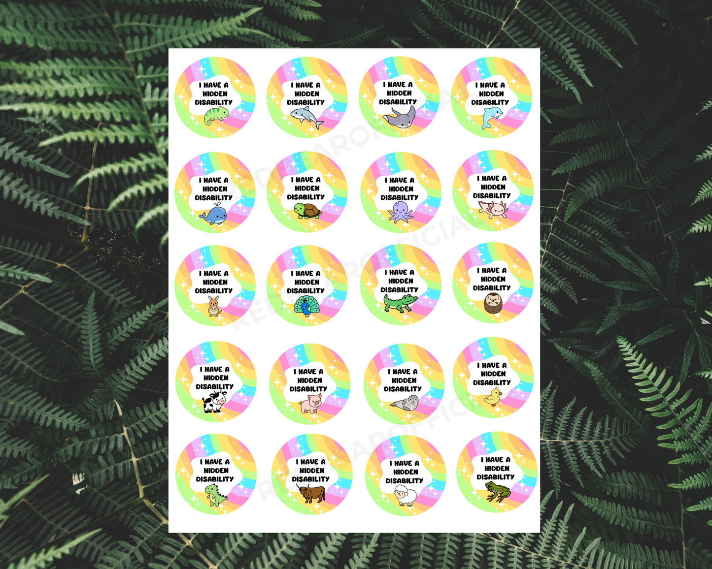 I have a disability animal pin badge | chronic illness | autism |32mm pin badges | 20 different designs