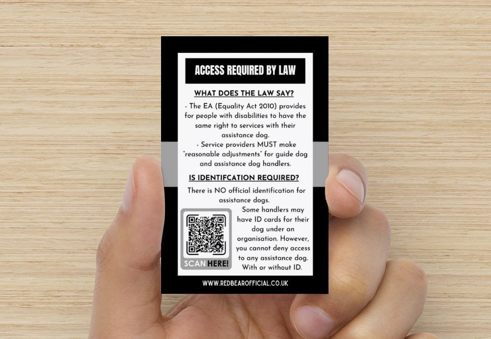 BULK ORDER UK assistance dog law cards