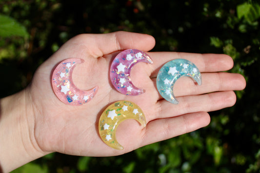 Mindful moons - tactile resin worry stone/silent fidget/pain stim