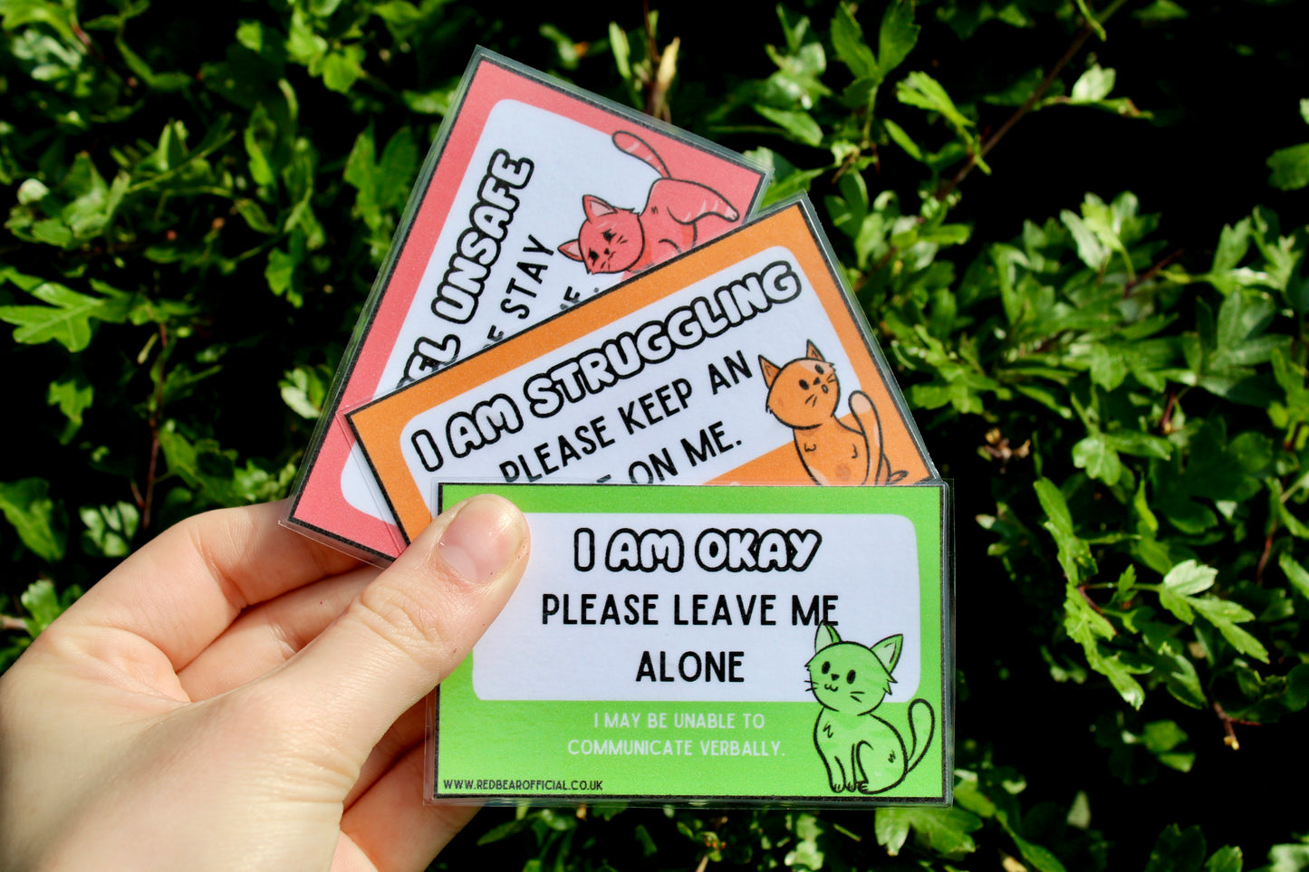 Rainbow cat communication cards | traffic light set | offer me a seat | hidden disability | chronic pain