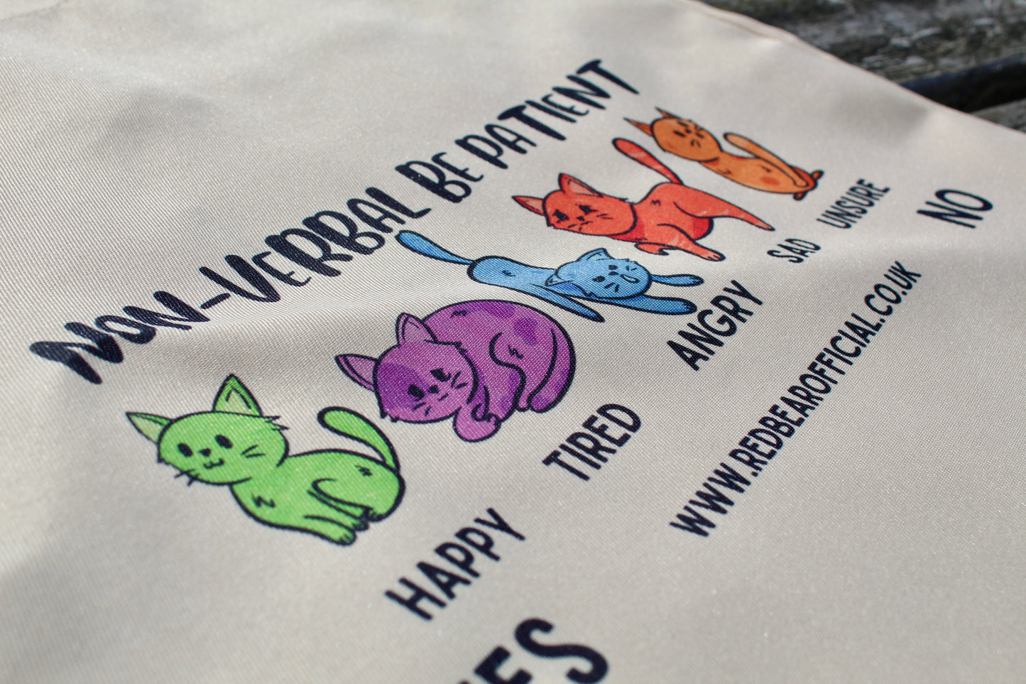 Rainbow cat communication tote bag