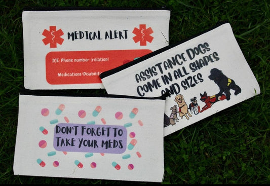 Canvas custom medication bag | medical alert | pencil case