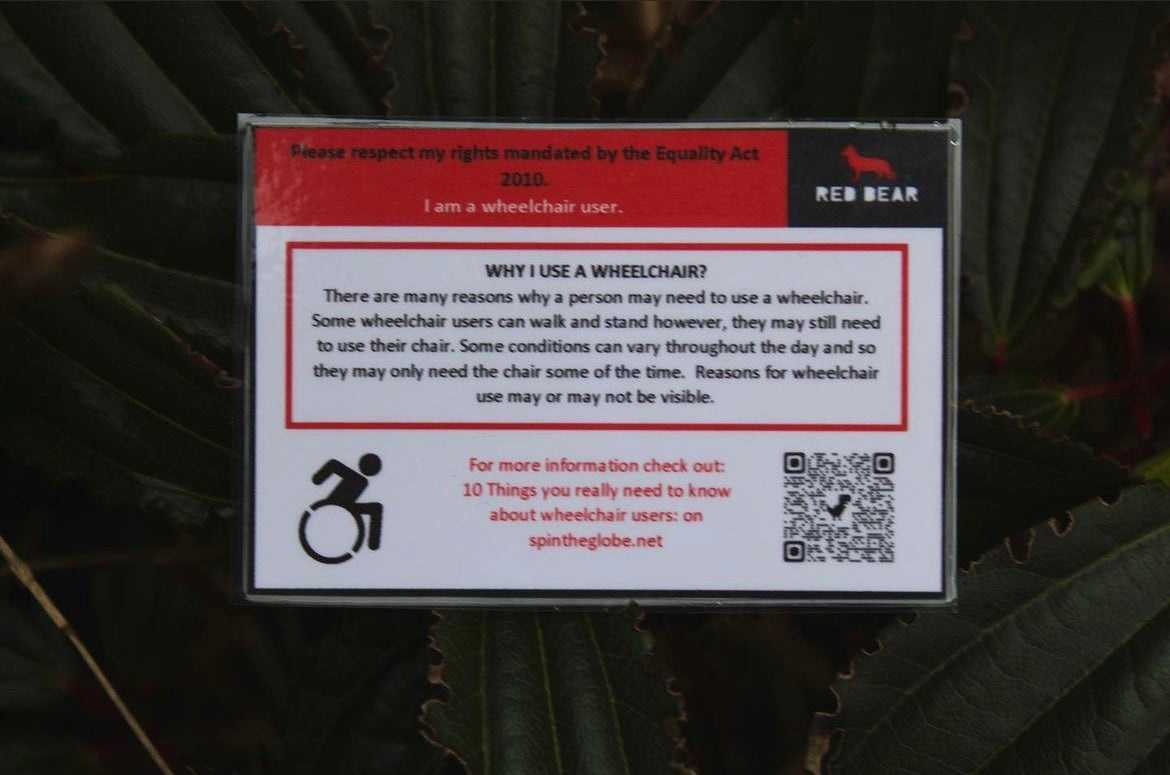 I am a wheelchair user communication/medical alert card