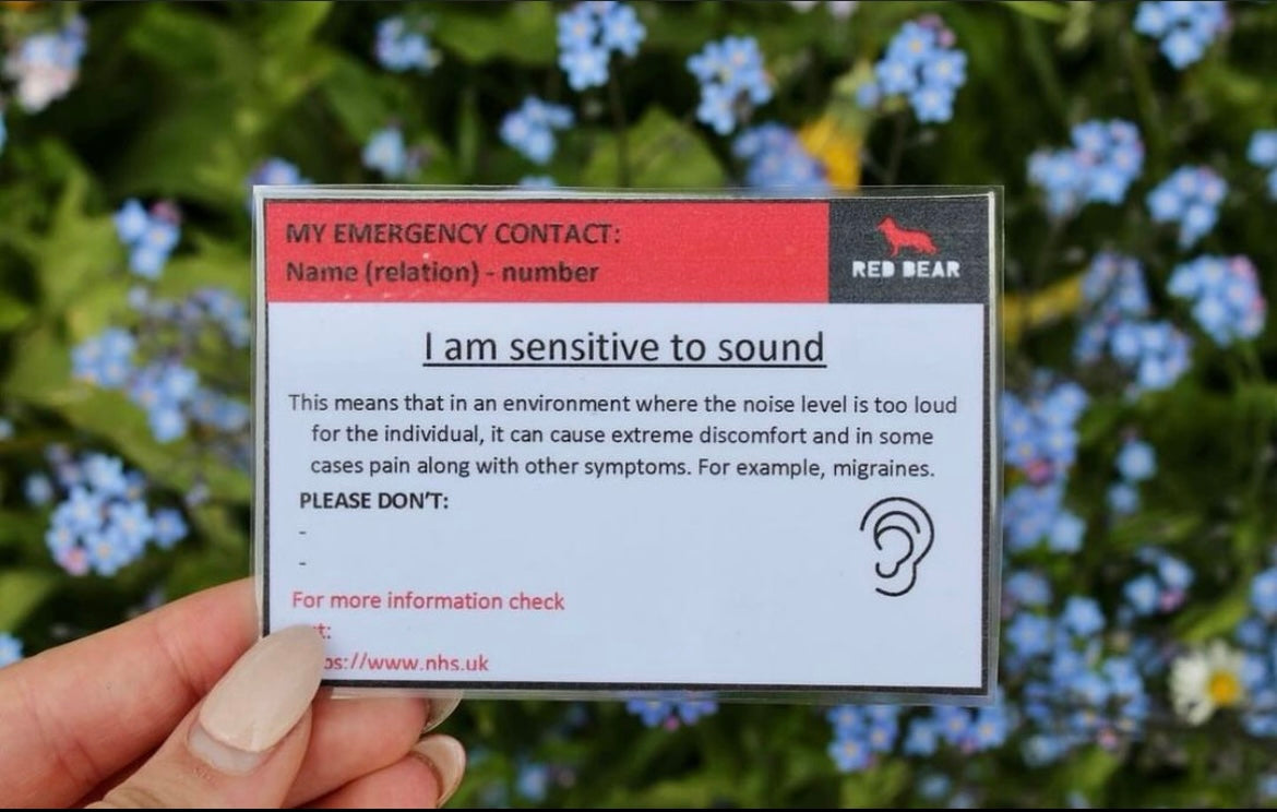 I am sensitive to sound communication/medical alert card