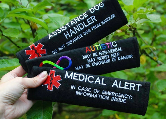 Medical alert in case of emergency / autism / working dog seat belt cover