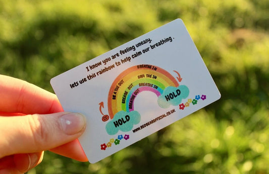 Mindful breathing activity | rainbow breathing | calming metal communication card for anxiety & panic attacks