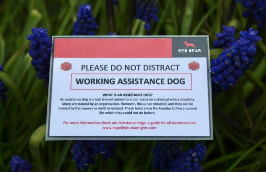 Working dog alert/communication card