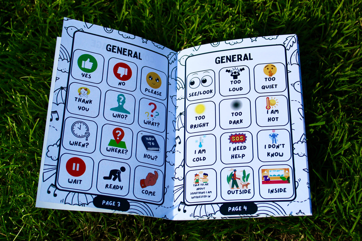 A5 Non-verbal autism communication book with over 260+ icons