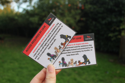 Assistance dogs come in all shapes and sizes communication card