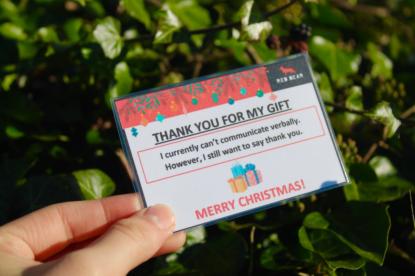 Thank you for my gift | Merry Christmas | non-verbal communication card