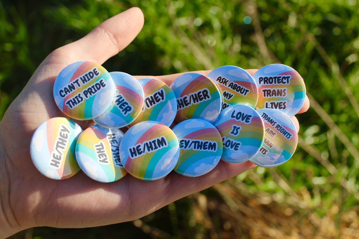 Pride flag | Pronoun | LGBTQIA+ 32mm button pin badges