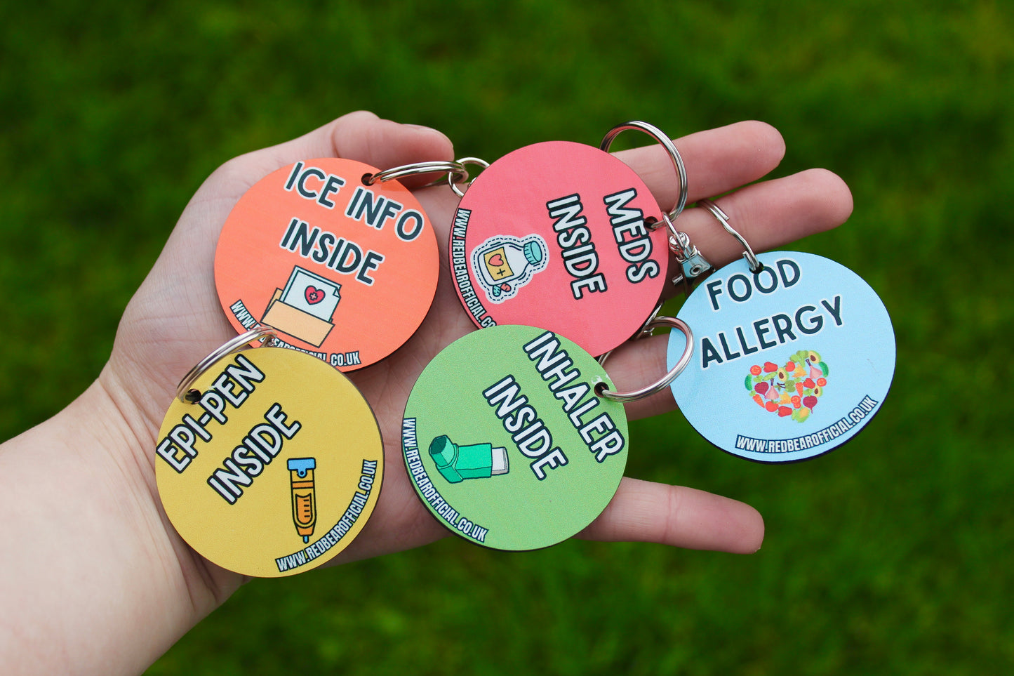 Inhaler inside | Food allergy | Epi-Pen inside | Meds inside emergency medical alert keychain