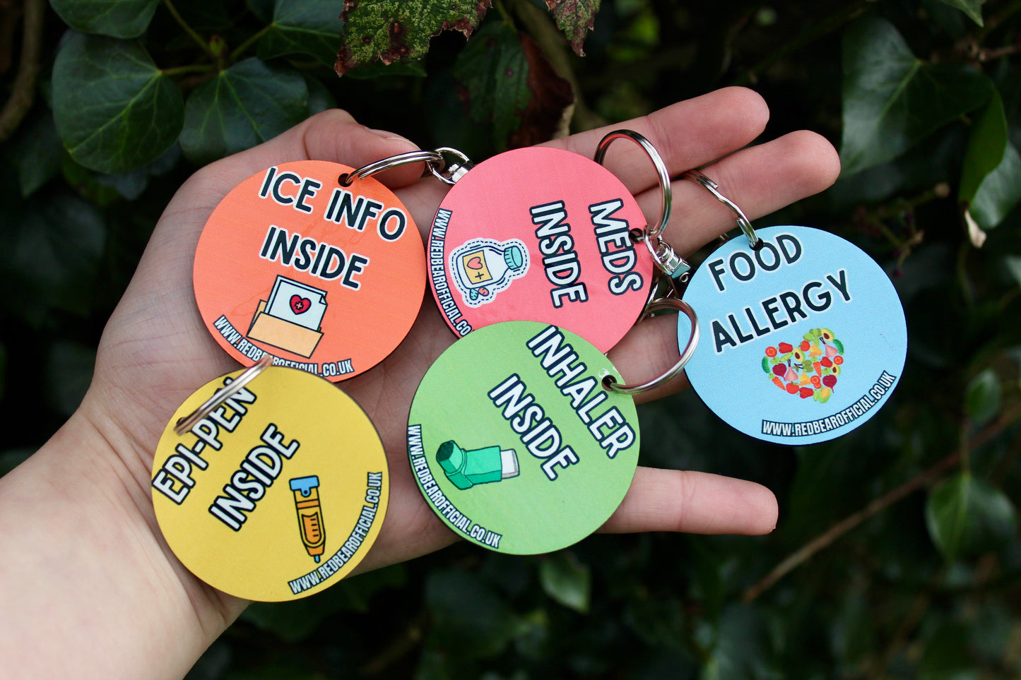 Inhaler inside | Food allergy | Epi-Pen inside | Meds inside emergency medical alert keychain