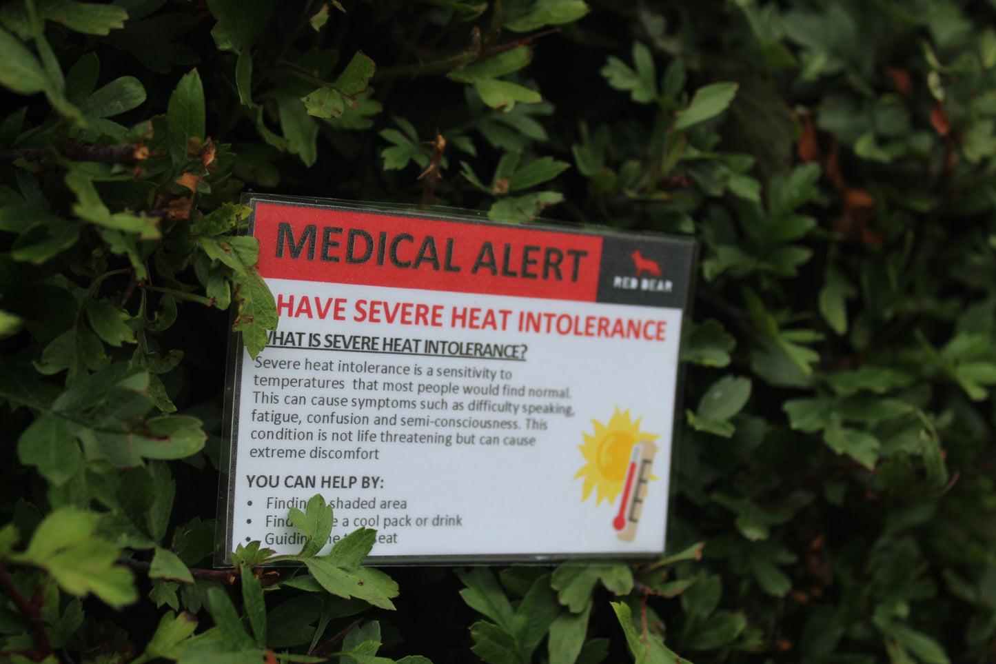 Severe Heat Intolerance | Communication Card/Alert