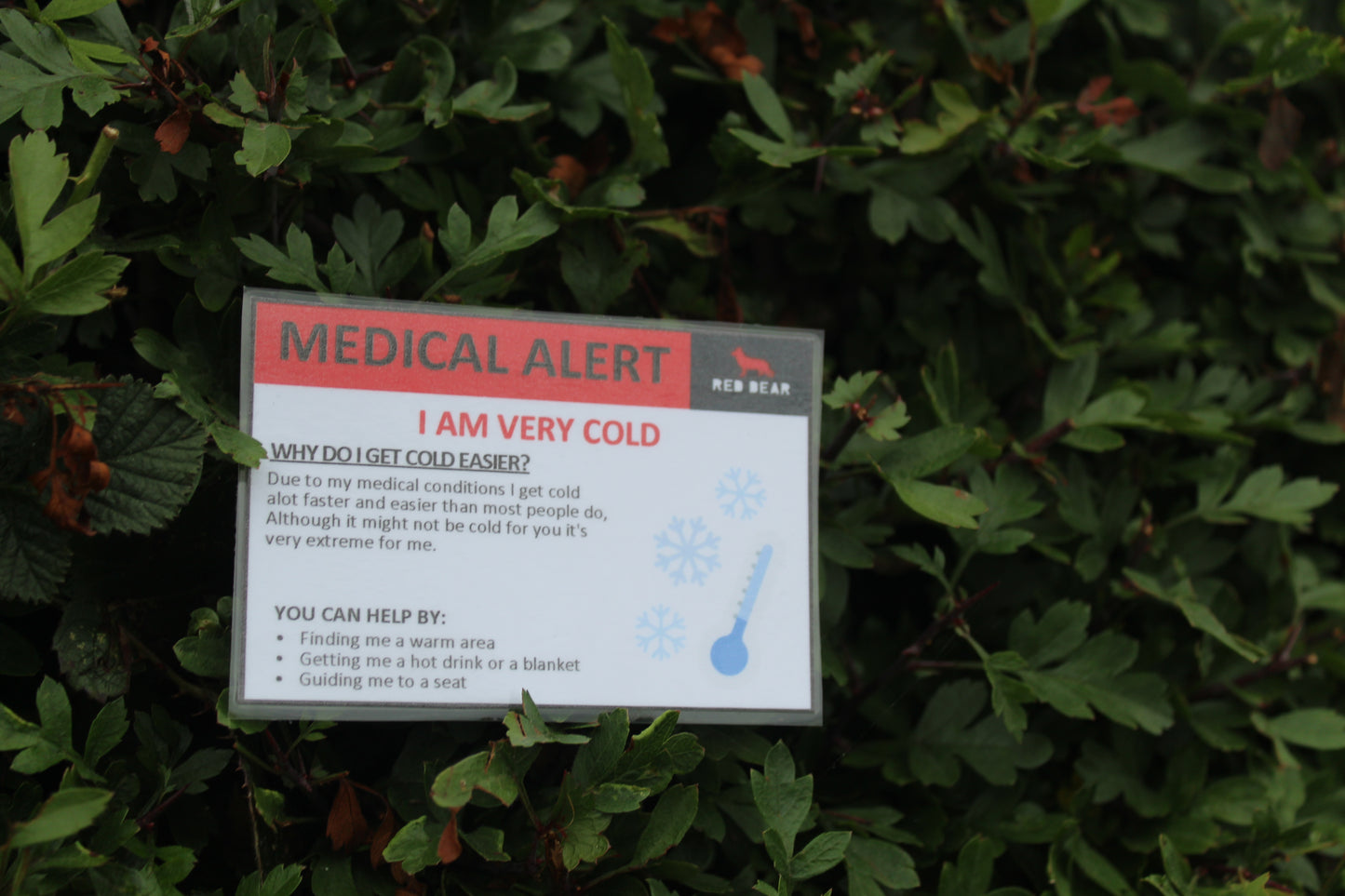 I get cold easily | Communication Card/Alert