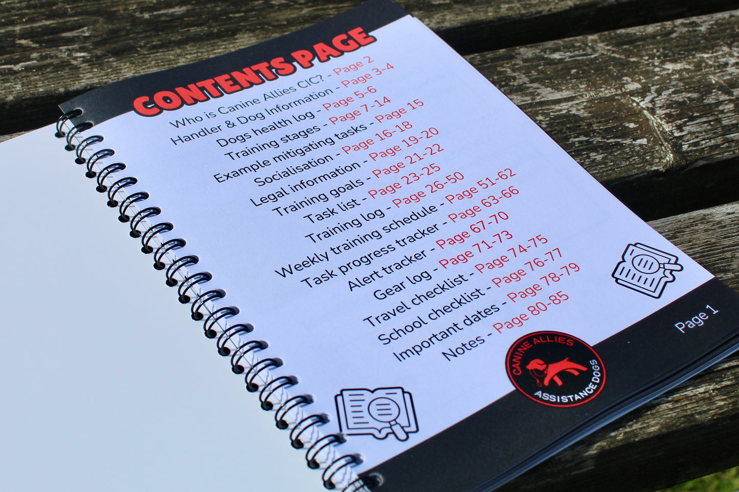 Physical Copy Canine Allies A5 training log book | Members only