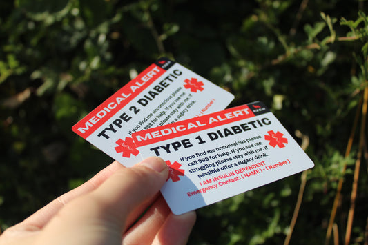 Diabetic communication card | Type 1 & Type 2 | Metal card | Non verbal