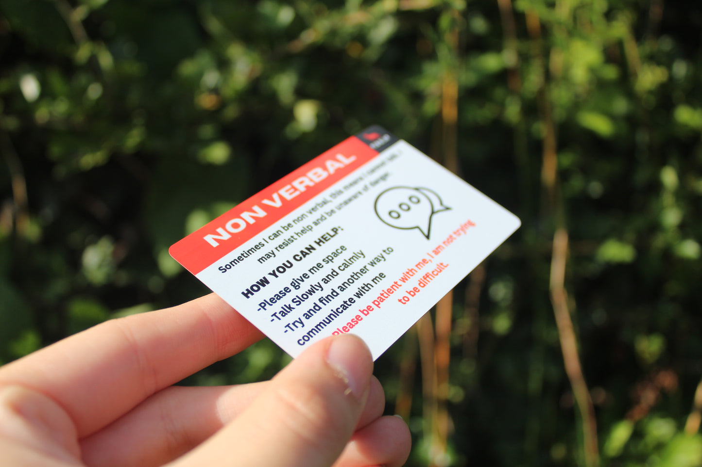 Non verbal communication card | Metal card | How can you help