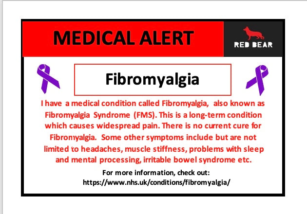 Medical alert Fibromyalgia communication card